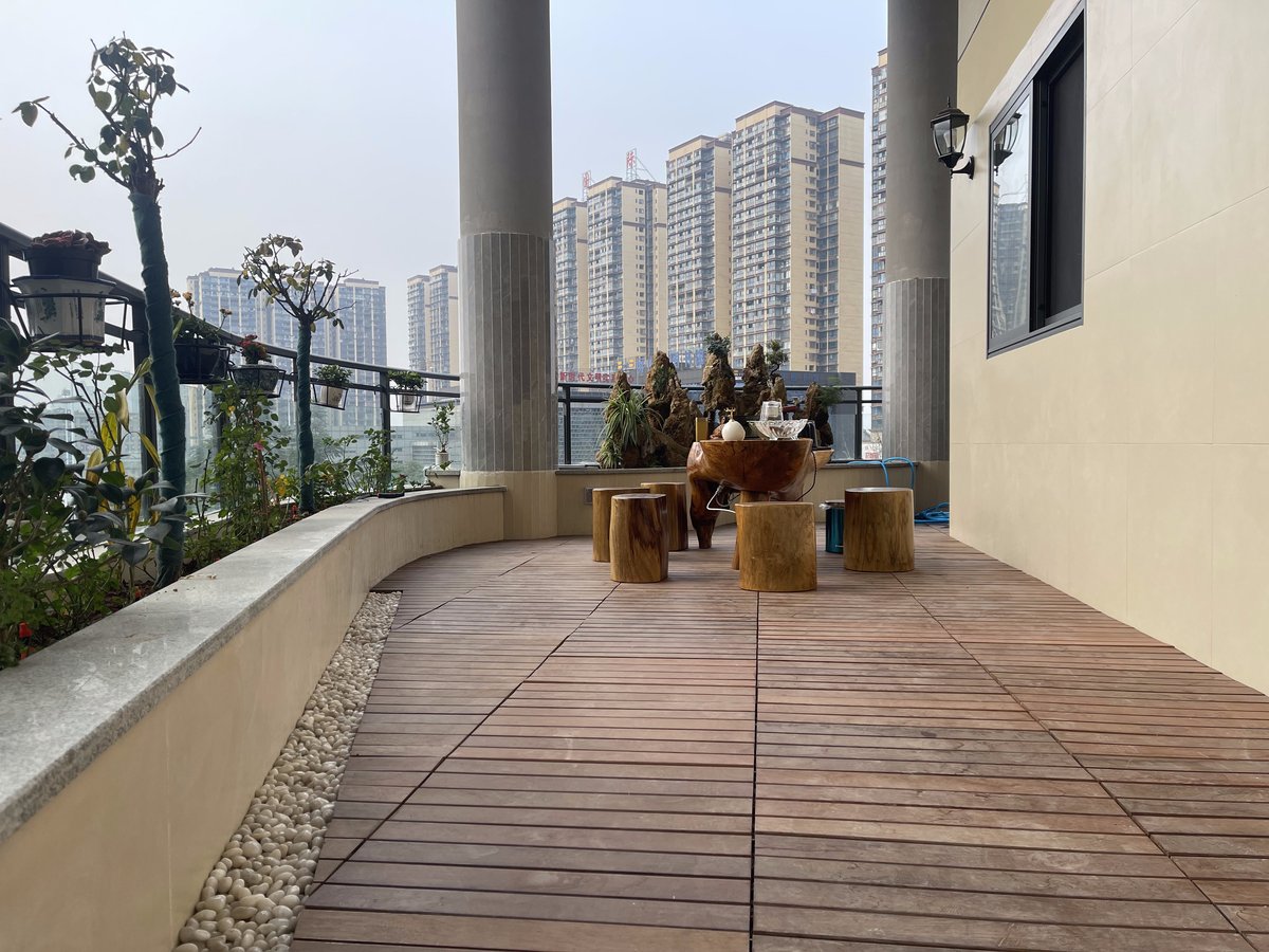 晨夕装饰完工实景-户外露台禅意花园